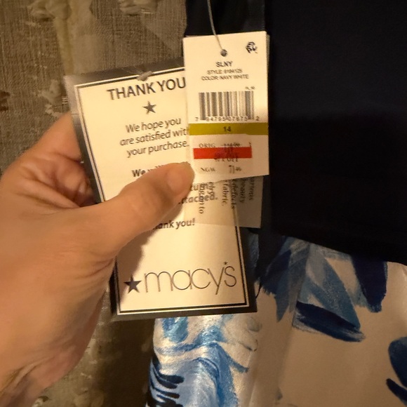 SLNY Navy and White Floral Dress - Picture 3 of 3